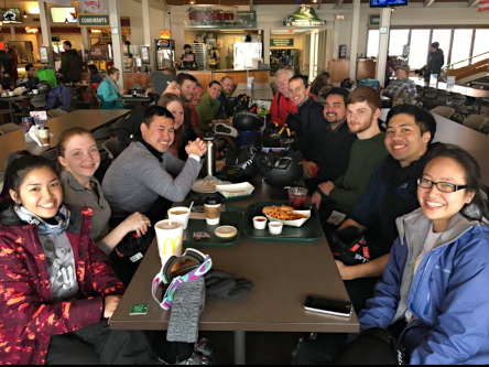 Employees at a table at an employee event