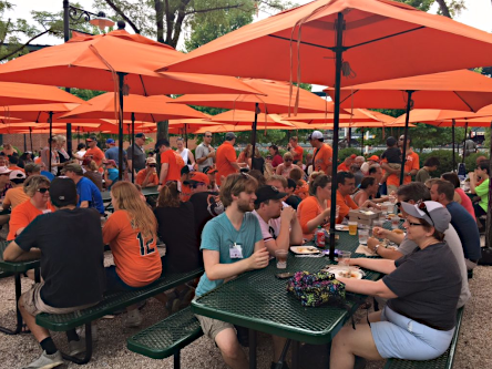 Employees at a baseball event