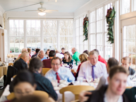 Employees at a holiday event